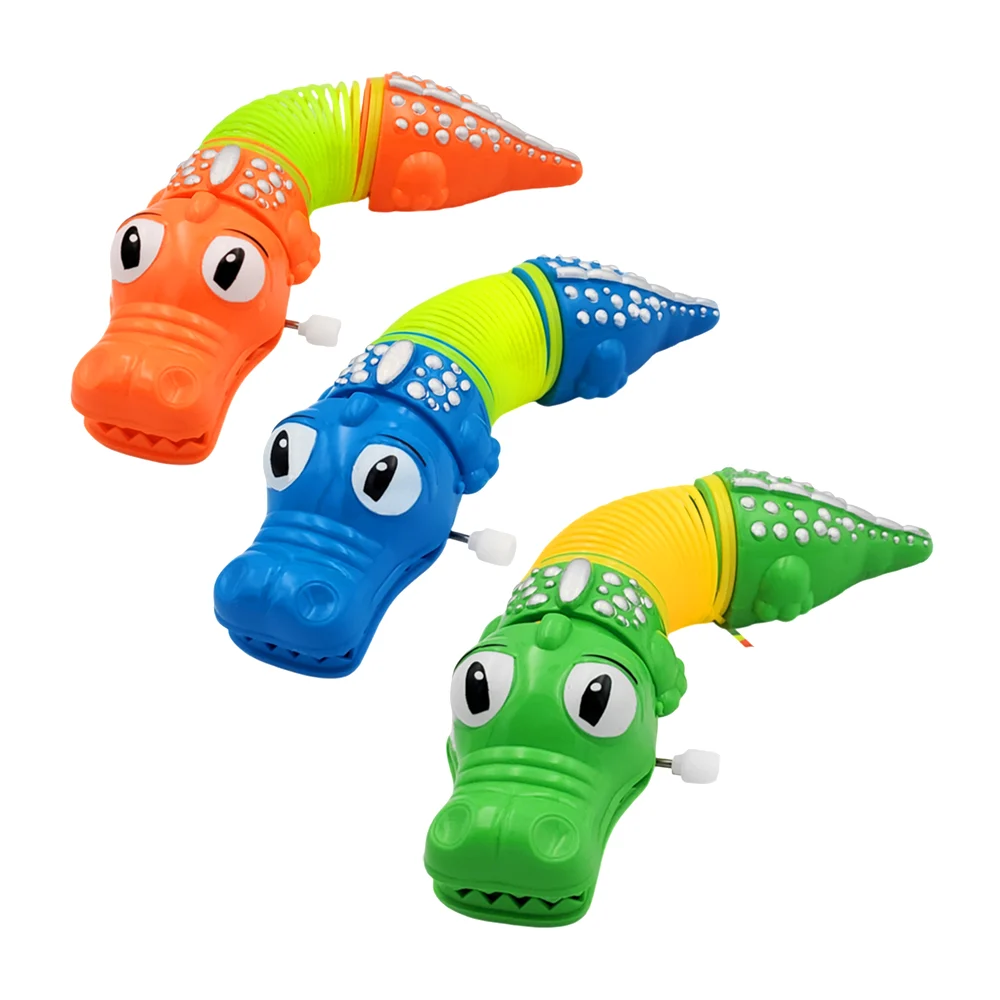 Juguete flexible de cuerda en forma de cocodrilo alargado, con gusano espiral, variedad de colores / y-d572