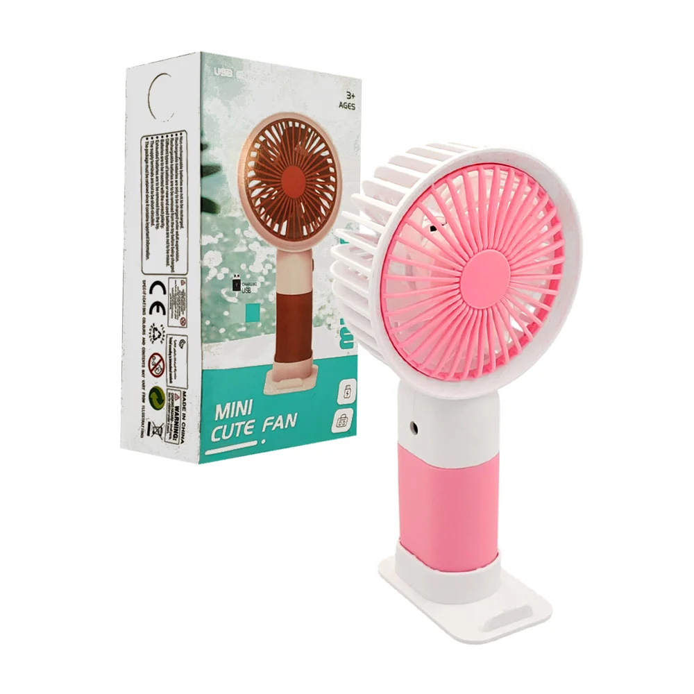 Ventilador de mano recargable con base y soporte para celular, variedad de colores / mini cute fan / yh-1