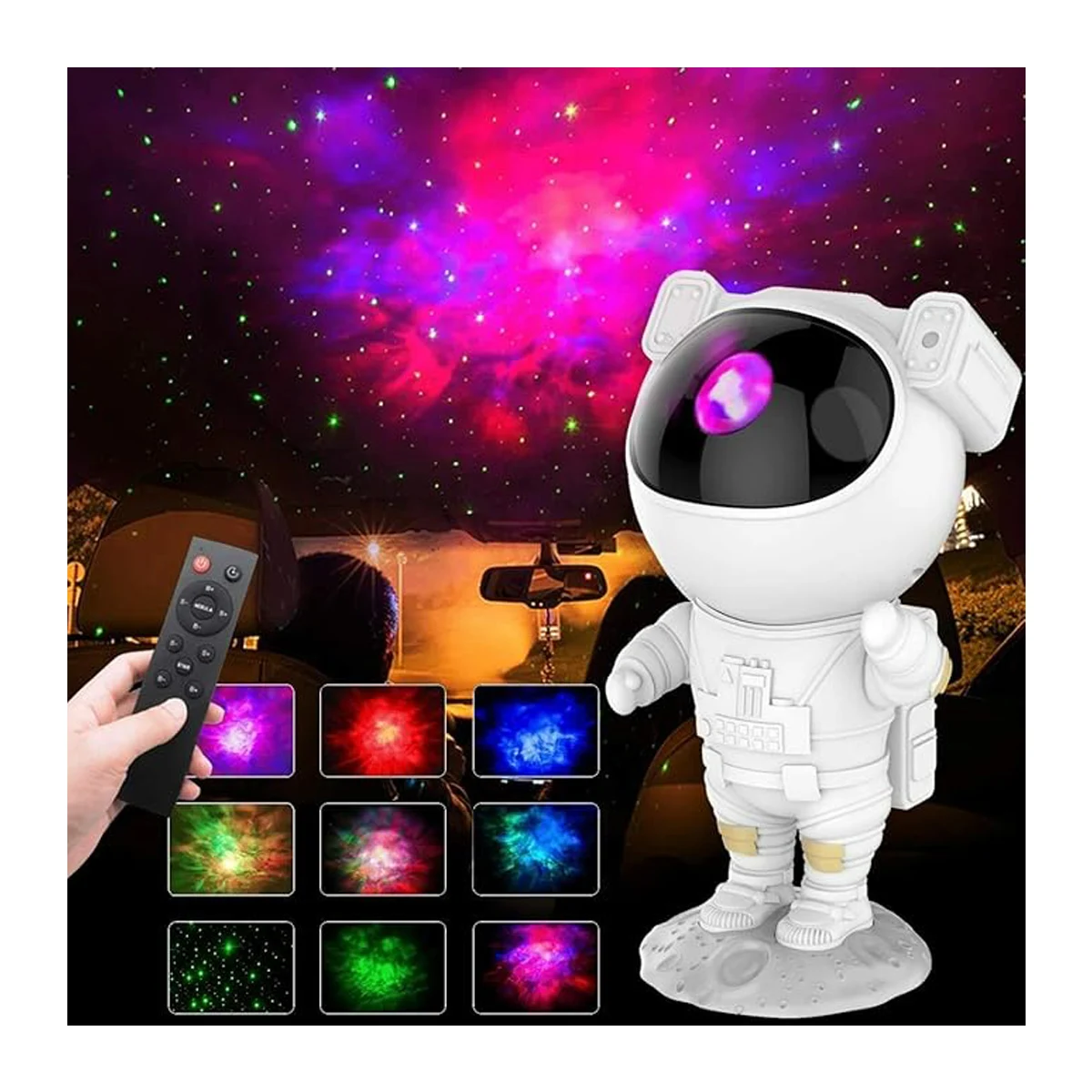 Lámpara con proyector de estrellas estilo galaxia con diseño de astronauta, 5v, 120x113x228mm, 532nm / yhyd