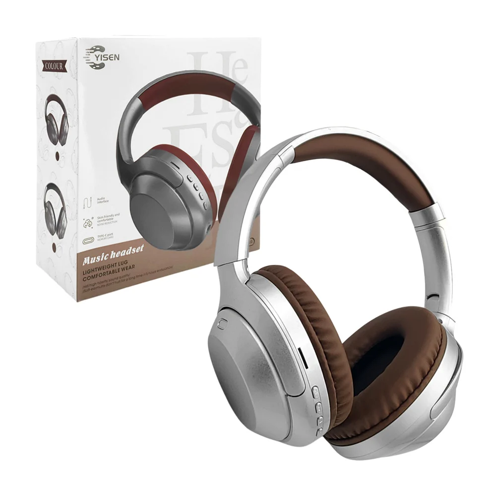 Audifonos diadema inalambricos recargable con cancelación de ruido almohadillas ergonómicas, ajustables, cable auxiliar, control de volumen y manos libres, variedad de colores / yjs-102 / music headset