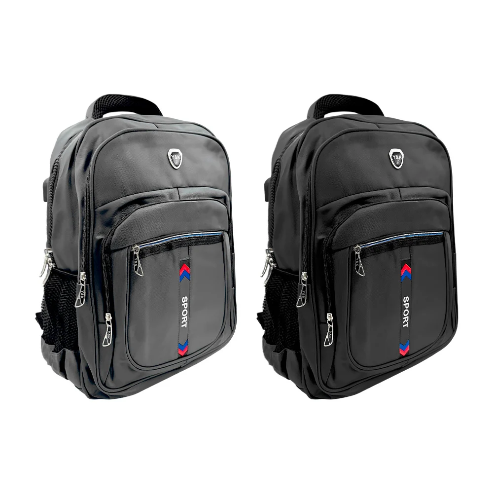 1pza Mochila escolar de tela lisa, con 4 compartimientos, y frase plastificada, variedad de colores / yk / y&k / sport / 1859