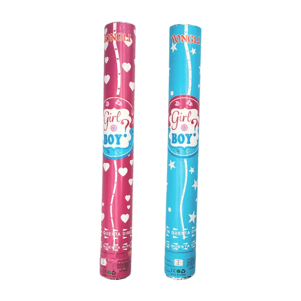1pza Cañón bazuca lanza confeti para revelación de sexo, 38-40cm aprox, girl or boy / yongli / yl-40 / li-13 / yl-05-b