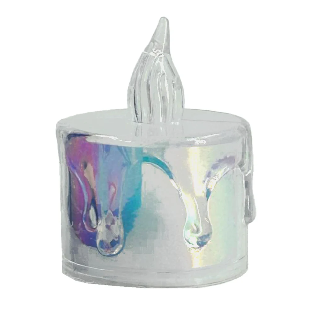 1pza Mini vela transparente de luz cálida con diseño efecto tornasol o brilloso, 3cm / su-48 / pt10877