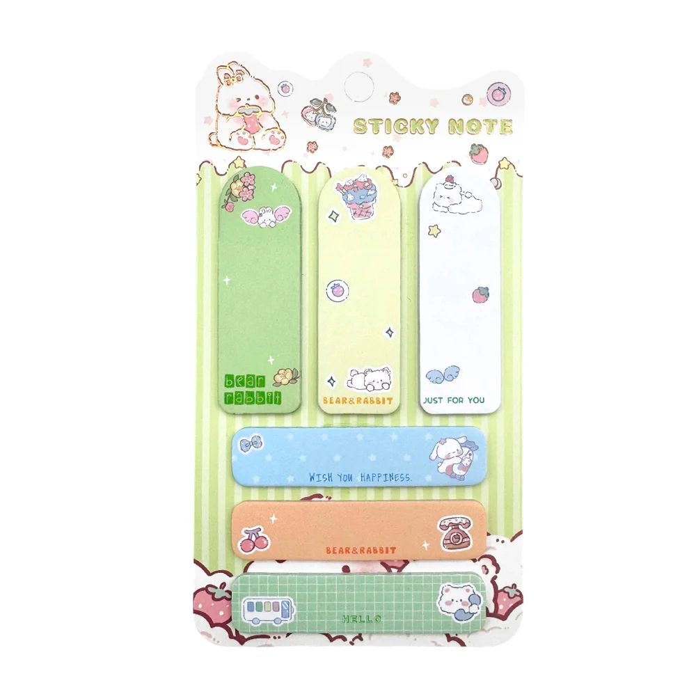 1pza post it alargados con estampados de conejos kawaii, variedad de modelos