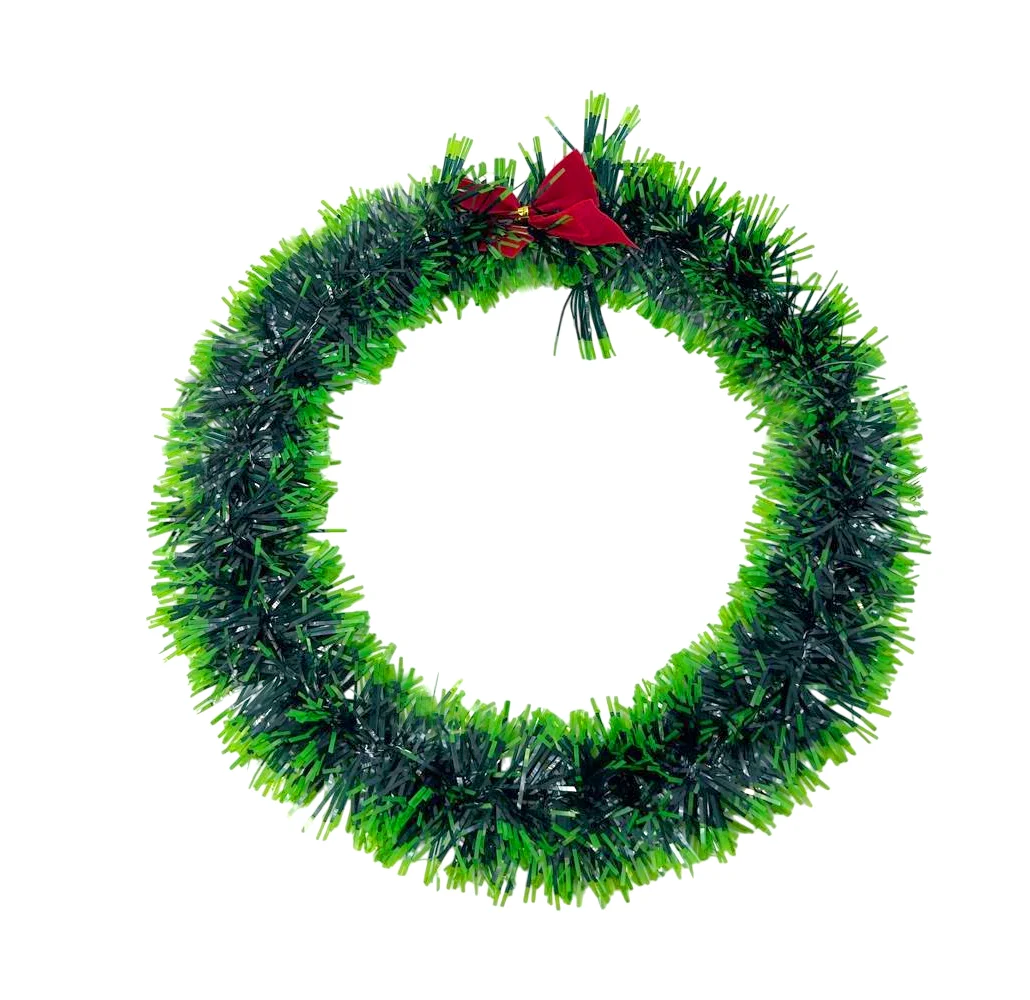 1pza corona navideña colgante en color verde para decoración de puerta, 25cm
