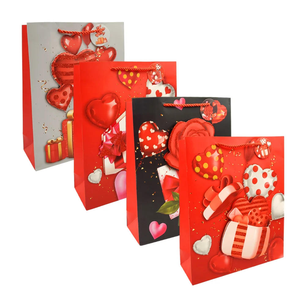 1pza Bolsa de regalo mediana con estampado de corazones y detalles 3d, 26x10x32, variedad de modelos / yxl-1372m / xq-m103 / yxl-1207m