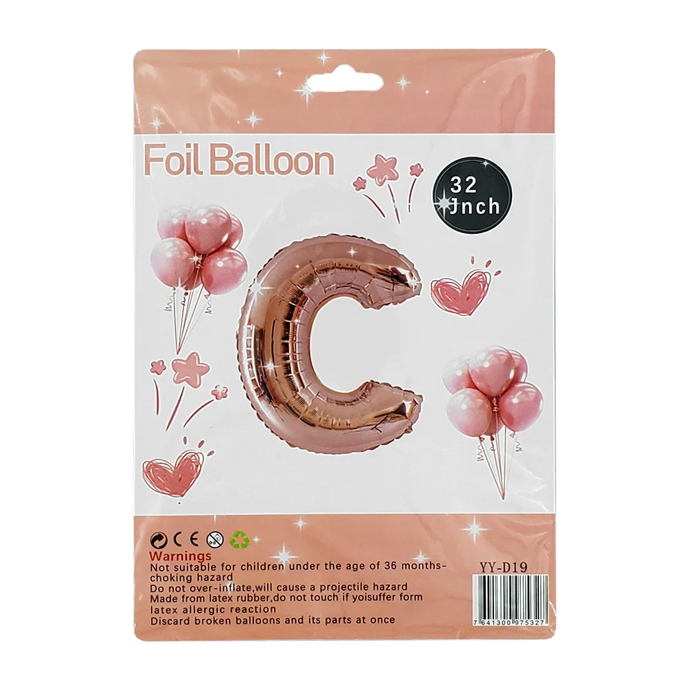 1pza Globo metálico en forma de letra 32 pulgadas en color rosa, variedad de letras / foil balloon / d19