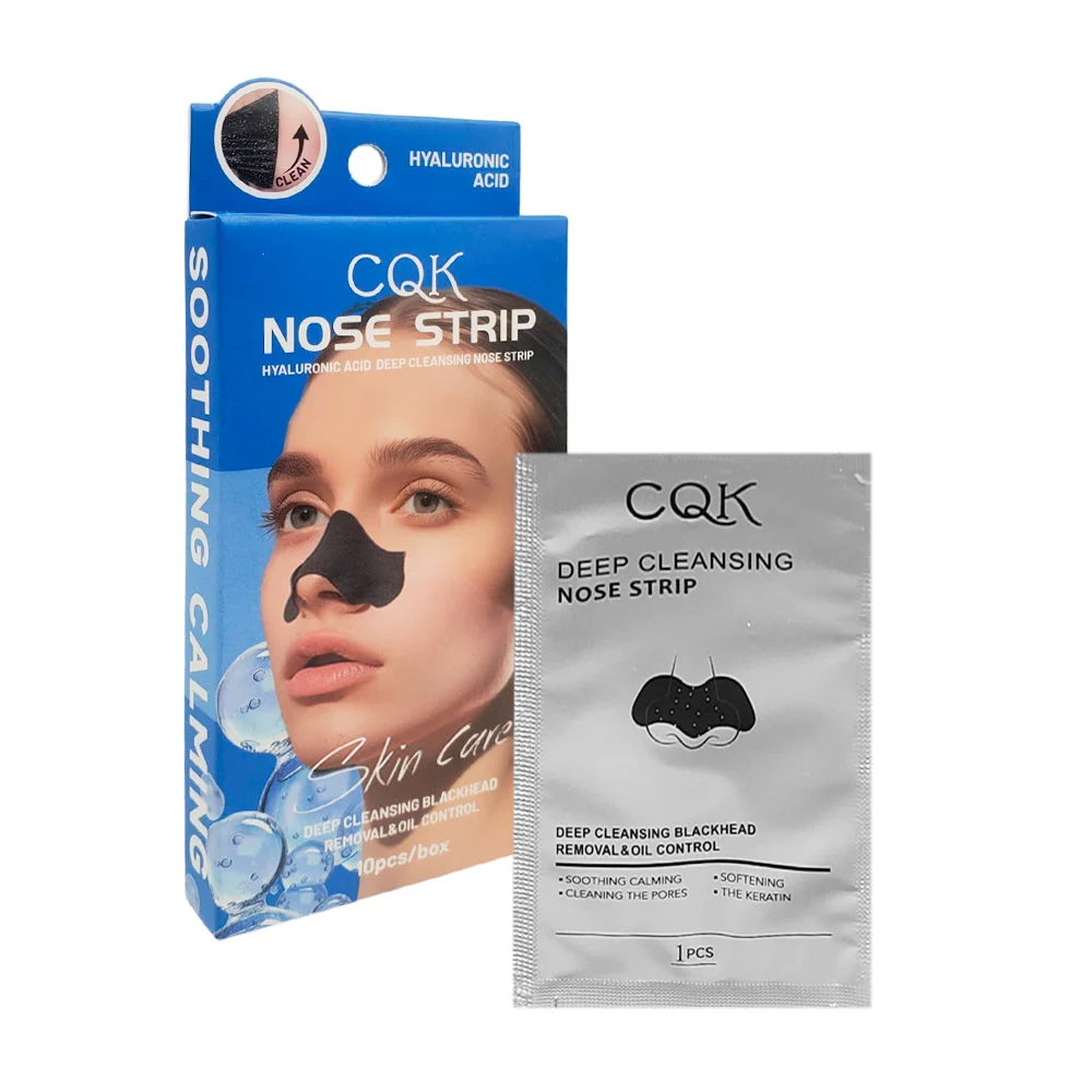 Paquete de 10 mascarillas cqk con extracto de  ácido hialurónico para retirar puntos negros de la nariz / nose strip / z456 / cqk-9281