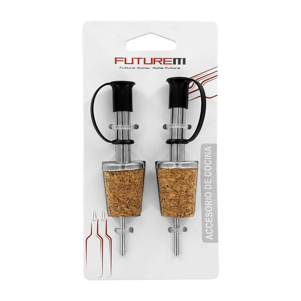 Par de tapones para botellas en forma de corcho con filtro para salida de líquido / ze-1403