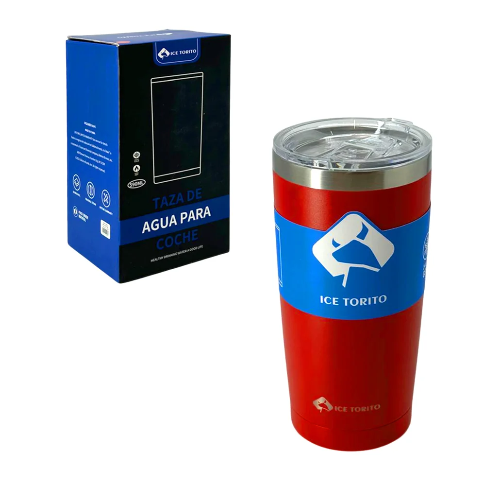 Vaso termo liso de 590ml con tapadera hermética antiderrames para coche, variedad de colores / ice torito