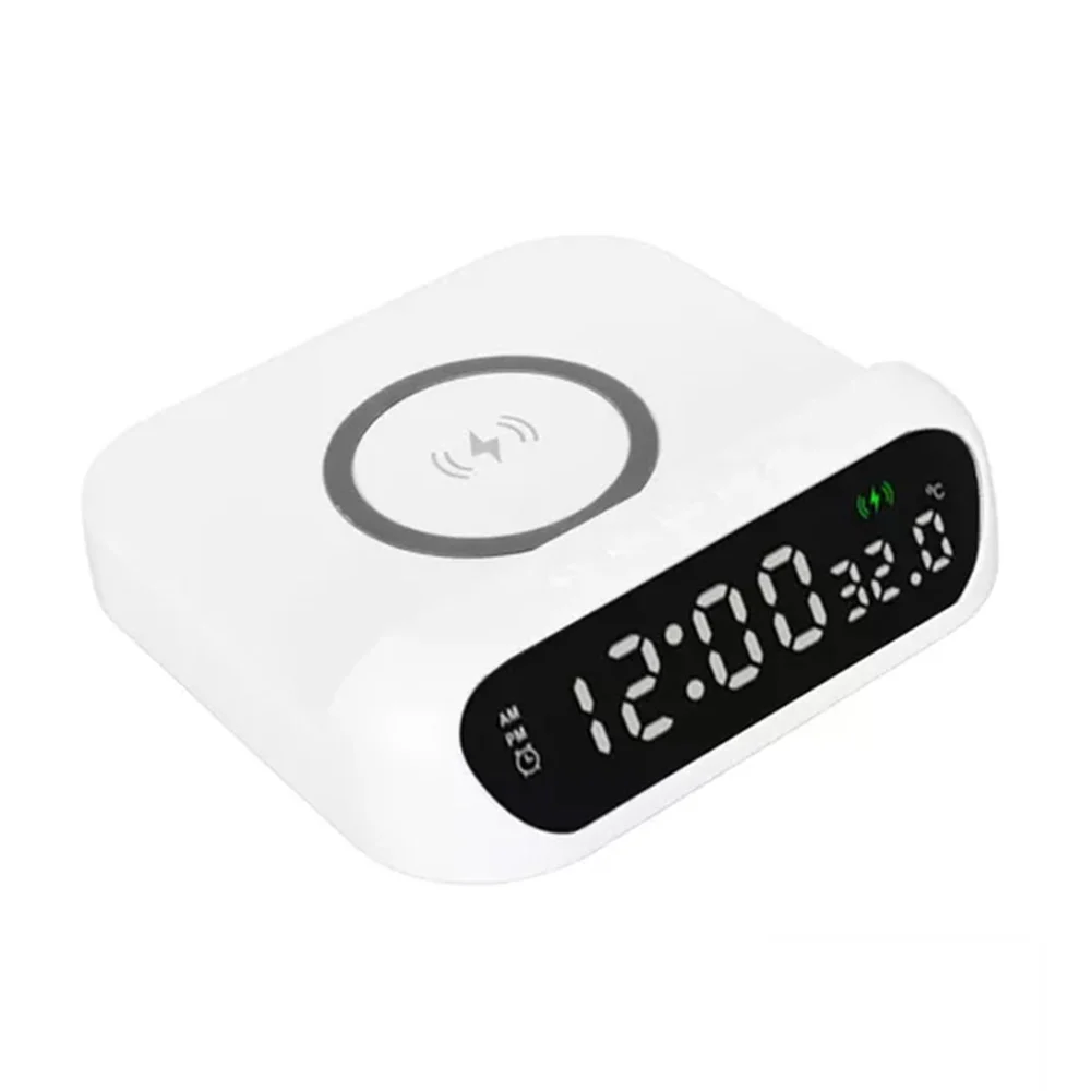 Reloj despertador digital con cargador inalámbrico para celular / wireless charger
