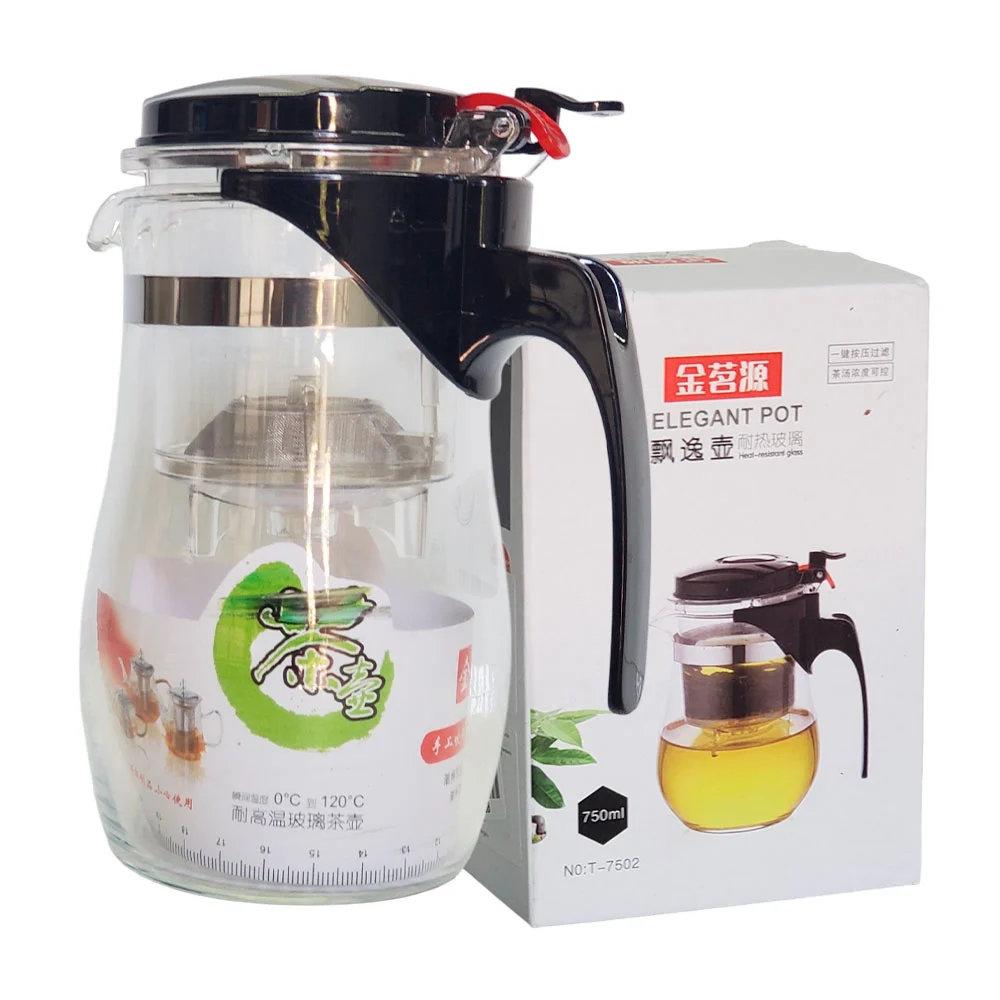 Tetera / infusor de té chino de cristal resistente al calor de 750ml / t-7502 / hf0061