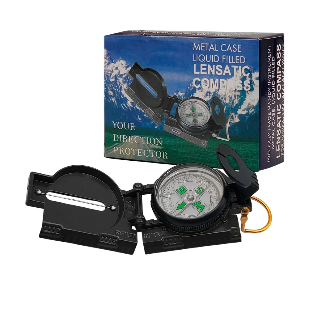 Brújula metálica plegable de bolsillo con lupa / lesatic compass / znz-dc45-2