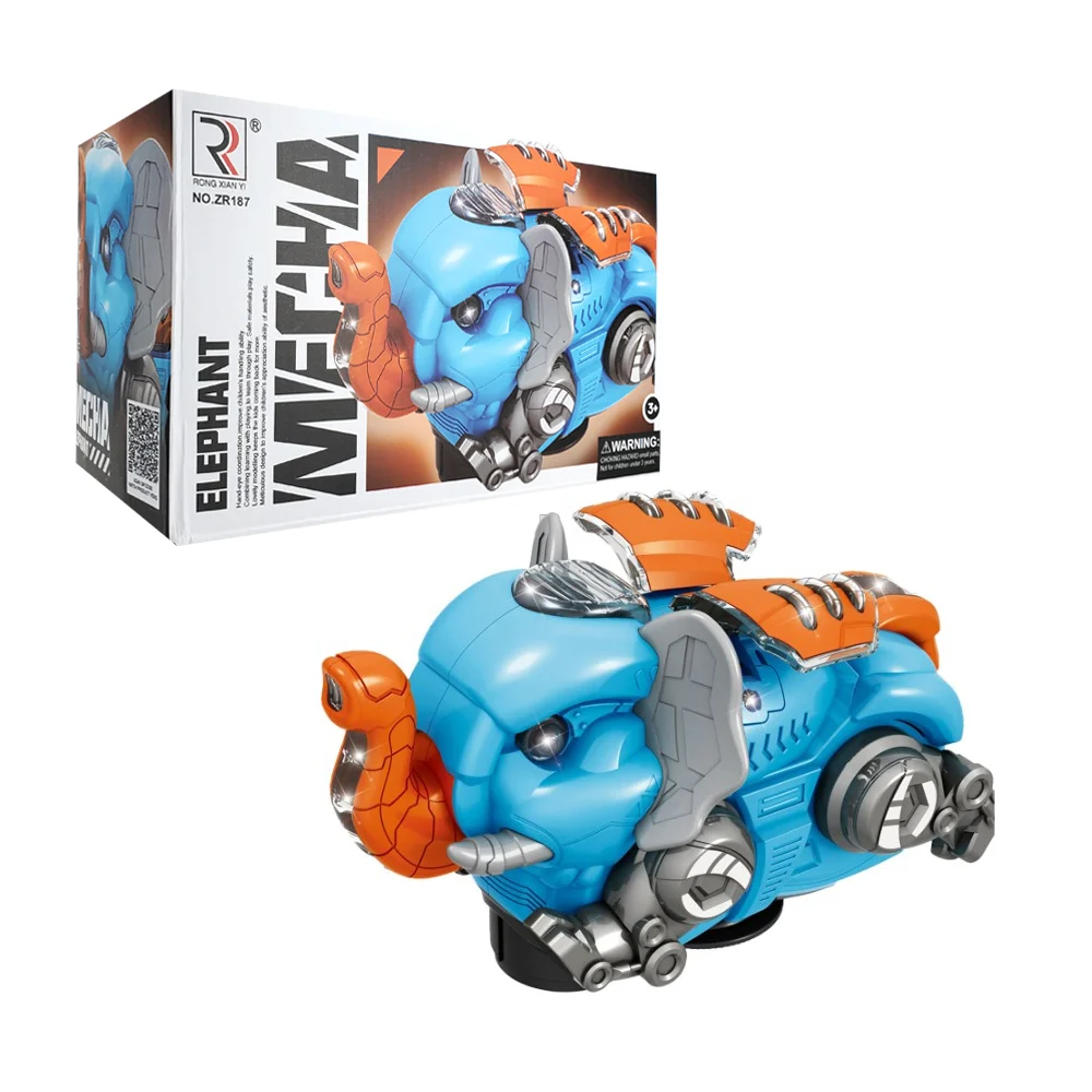 Elefante de juguete con rotación de 360°, luz y sonido, variedad de colores / mecha elephant / kr213182
