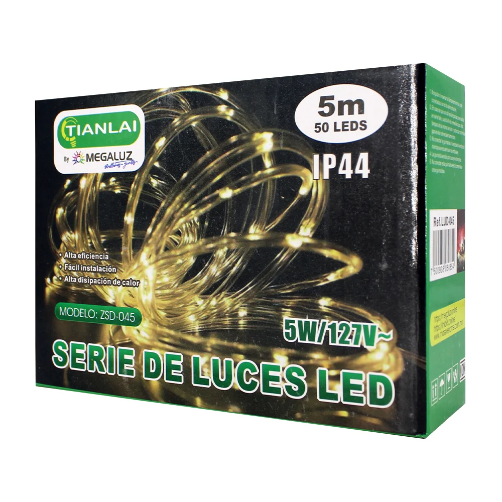 Serie de luces led cálida de 5 metros con 50 leds y consumo de 5 watts / zsd-045