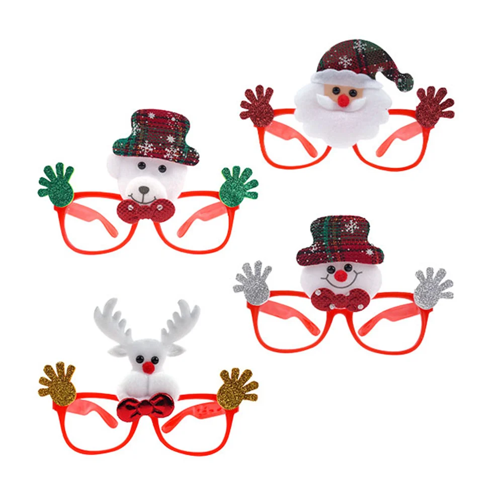 1pza Lentes para fiesta navideña con figura afelpada y mini manos de diamantina, variedad de personajes navideños / zsd-162
