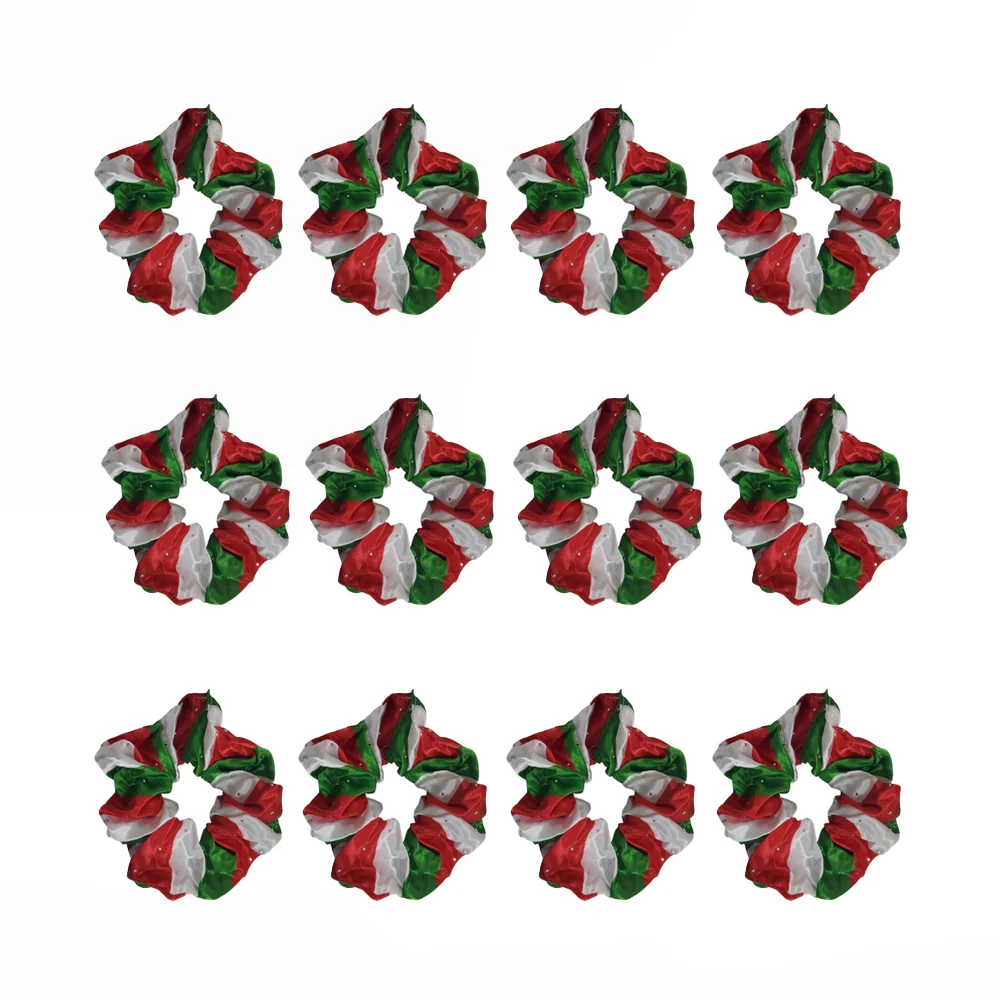 Paquete de 12 ligas donas con diseño tricolor de temática mexicana y pedrería / zxq02248