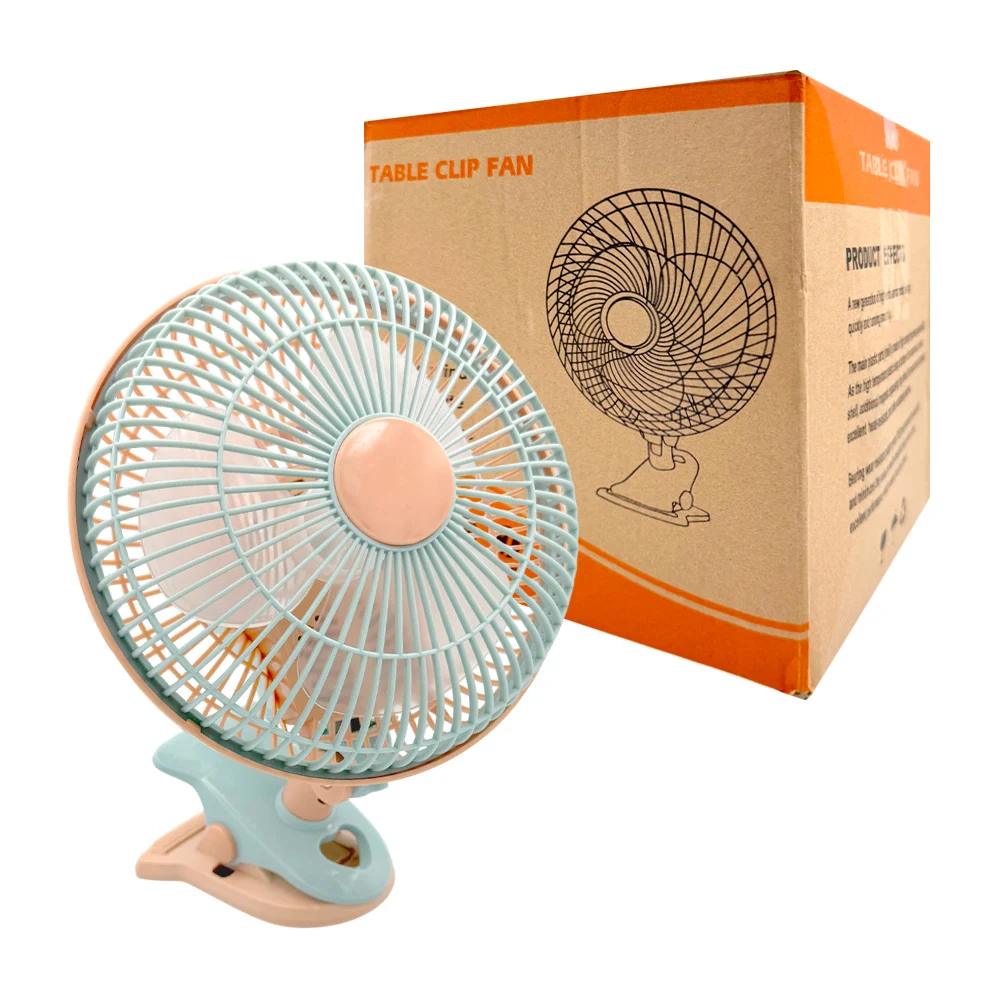 Ventilador con 3 aspas, 2 velocidades y base tipo clip para escritorio, variedad de colores / table clip fan / zy-194