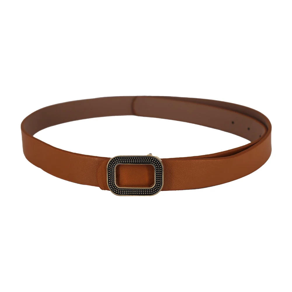 1pza Cinturón de piel sintética con 3cm de grosor, hebilla de metal y orificios ajustables para dama, variedad de colores / zy-belt05