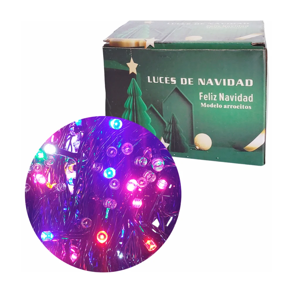 Serie navideña de 20 metros en modelo arrocitos con cable negro y 400 focos led multicolor / zy-led 1248