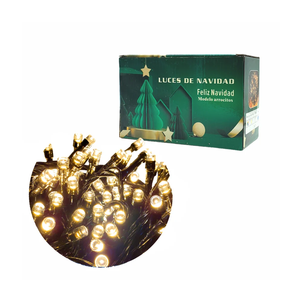 Serie de cable negro de 20m con 400 luces navideñas en modelo de arrocitos y en tono cálido / zy-led 1251