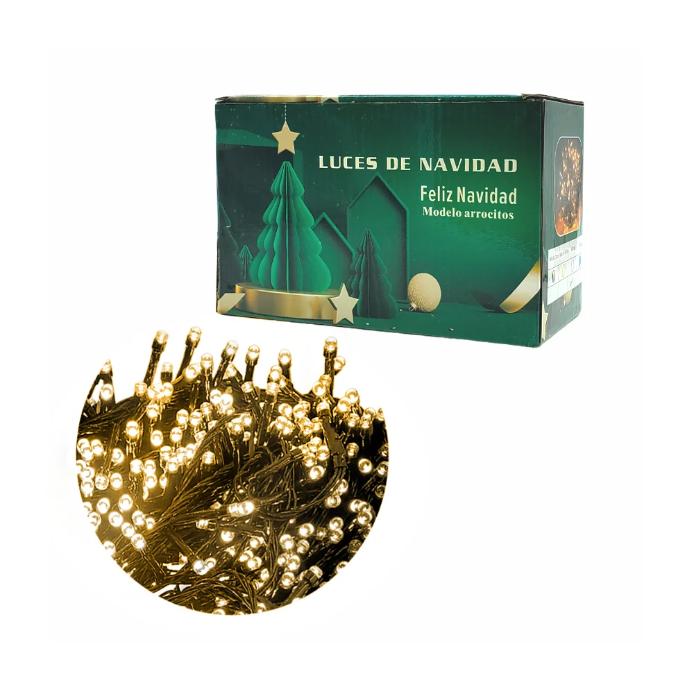 Serie de cable negro de 25m con 500 luces navideñas en modelos de arrocitos y en tono cálido / zy-led 1257