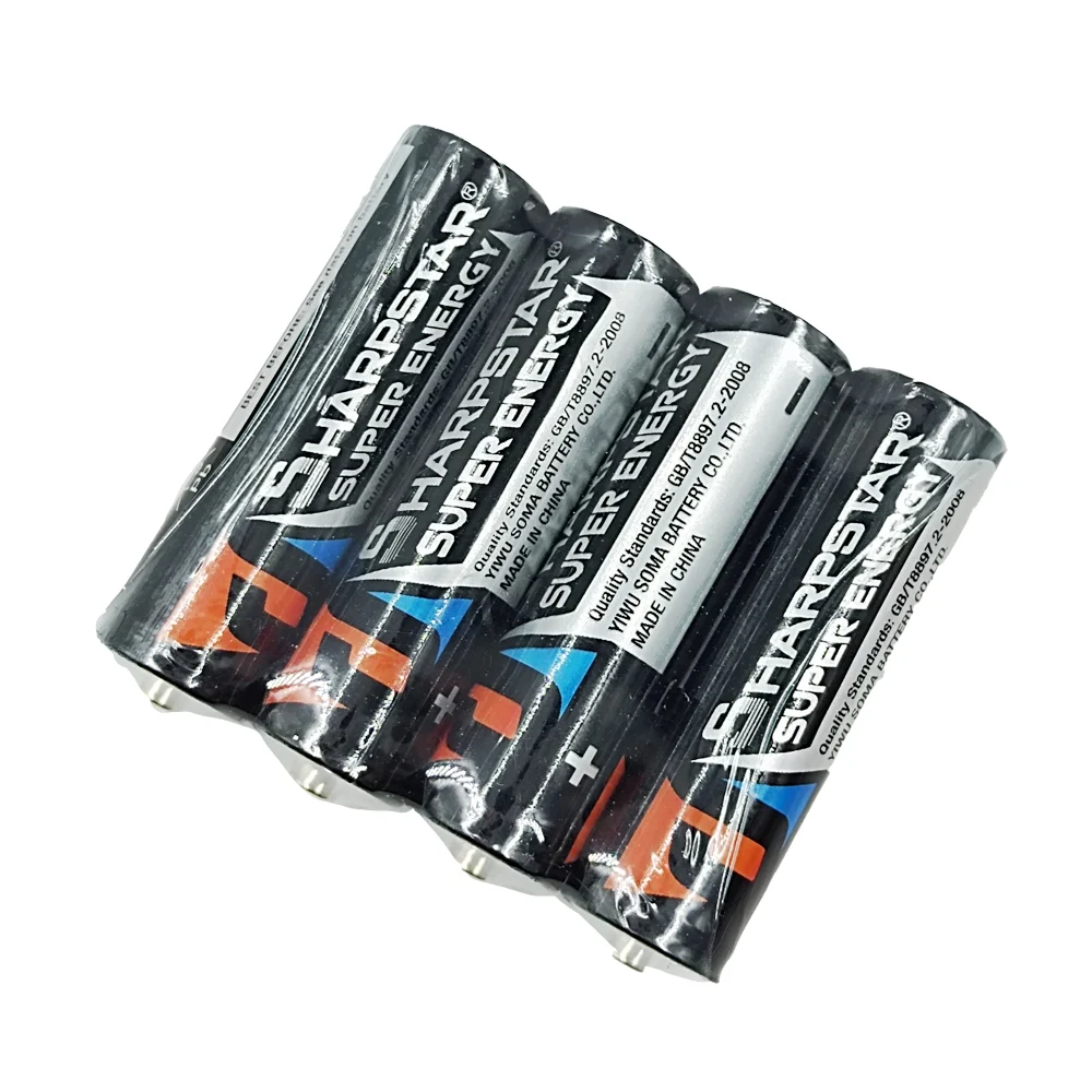 Blíster con 4 baterías / pilas aa r6 de 1.5v sharpstar de color negro / super energy / zy-sha-black-aa