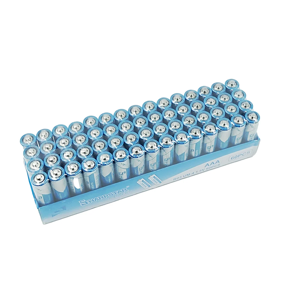 Blíster con 4 baterías / pilas aaa sharpstar r03 de 1.5v / battery / zy-shablueaaa / sharpstar.3a