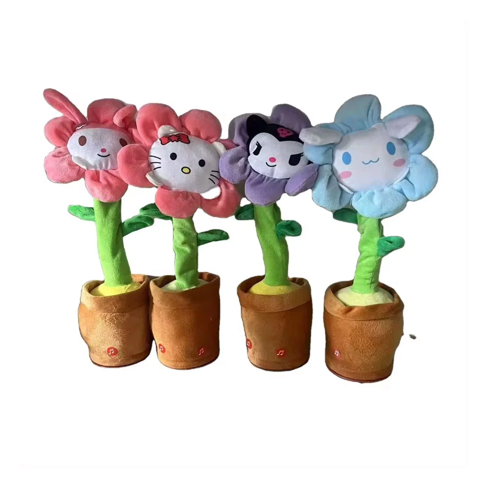 Muñeco tipo cactus bailarín en forma de flor con diseño personajes hello kitty + sonido y melodías, variedad de modelos / bb2 / zy-zts04