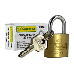 Candado lion tools de latón con juego de 3 llaves 20mm / 0012