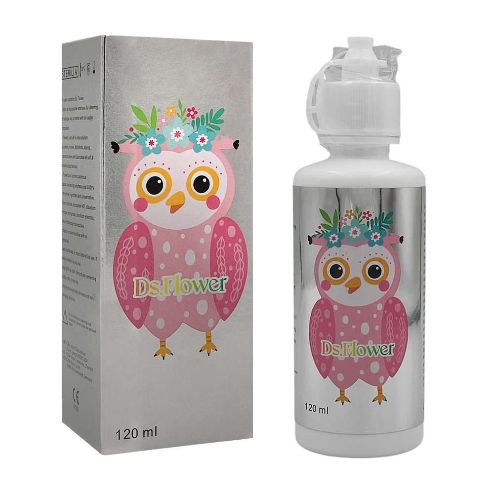 Solución ds flowers para lentes de contacto 120ml, con estampado de búhos / 0090