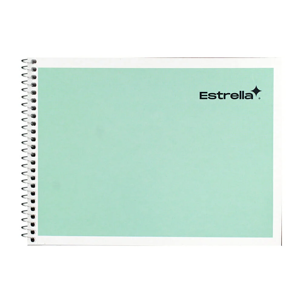 Cuaderno estrella forma italiana con espiral metálico y 100 hojas papel bond en cuadrícula grande 7mm, variedad de diseños / 001688
