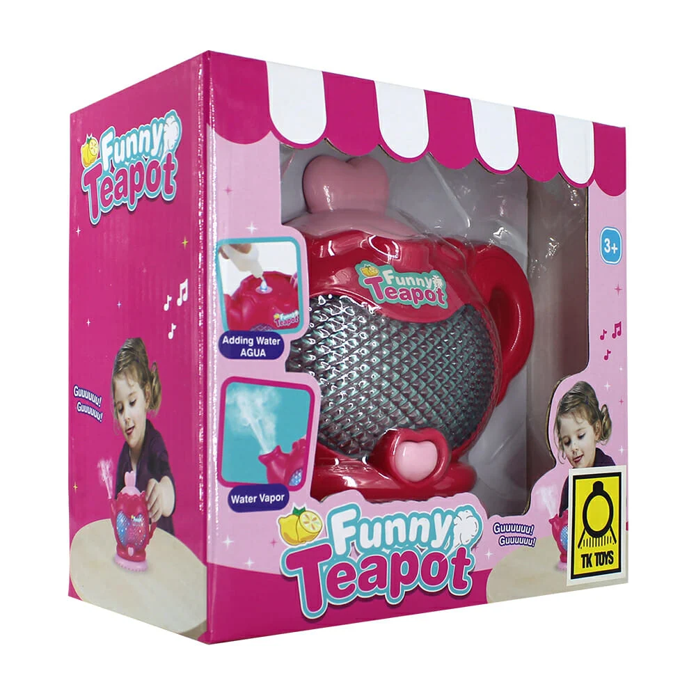 Tetera de juguete con luz, sonido y contenedor para conseguir efecto vapor a base de agua / funny teapot / 018-56
