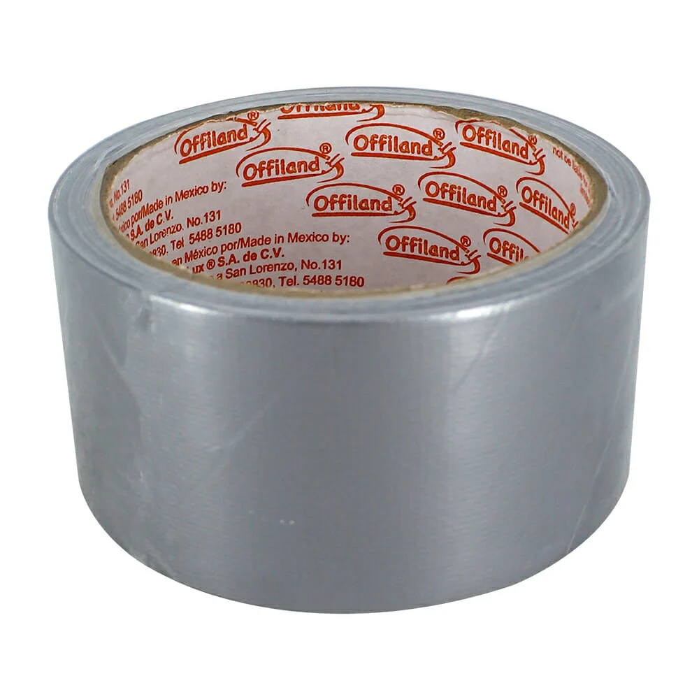 1pza Cinta multiusos duct tape offiland color gris plata de 10 metros con ancho de 48mm  / 529170