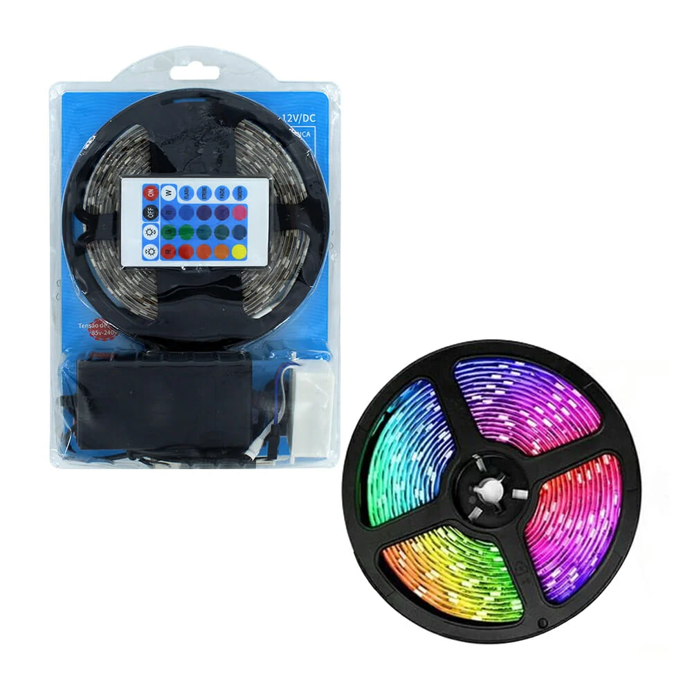 Tira led de 5mtrs con luz rgb con cargad...