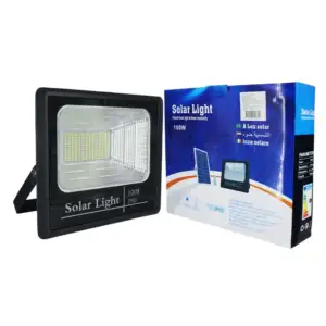 Lampara reflector led con control remoto y panel solar 100w ip67 / 10…