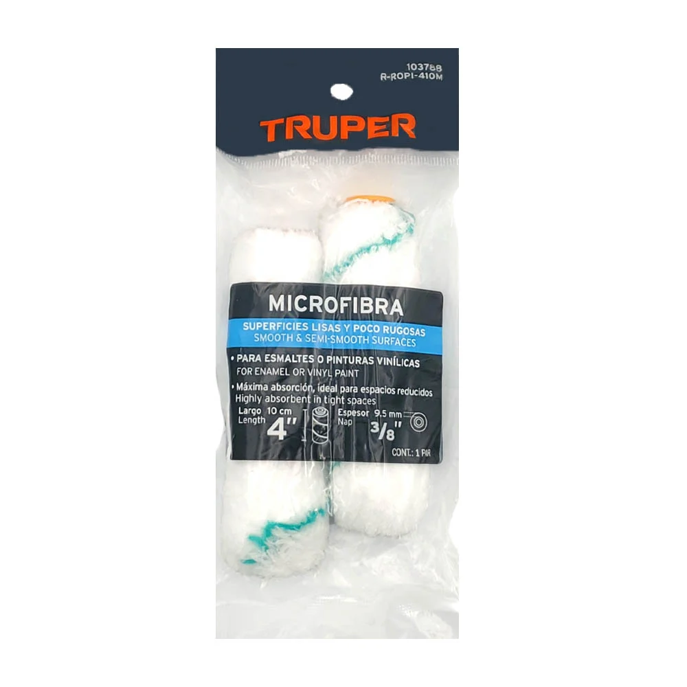 Paquete con 2 mini repuestos para rodillos, microfibra de 4in x 3/8´ / 103788