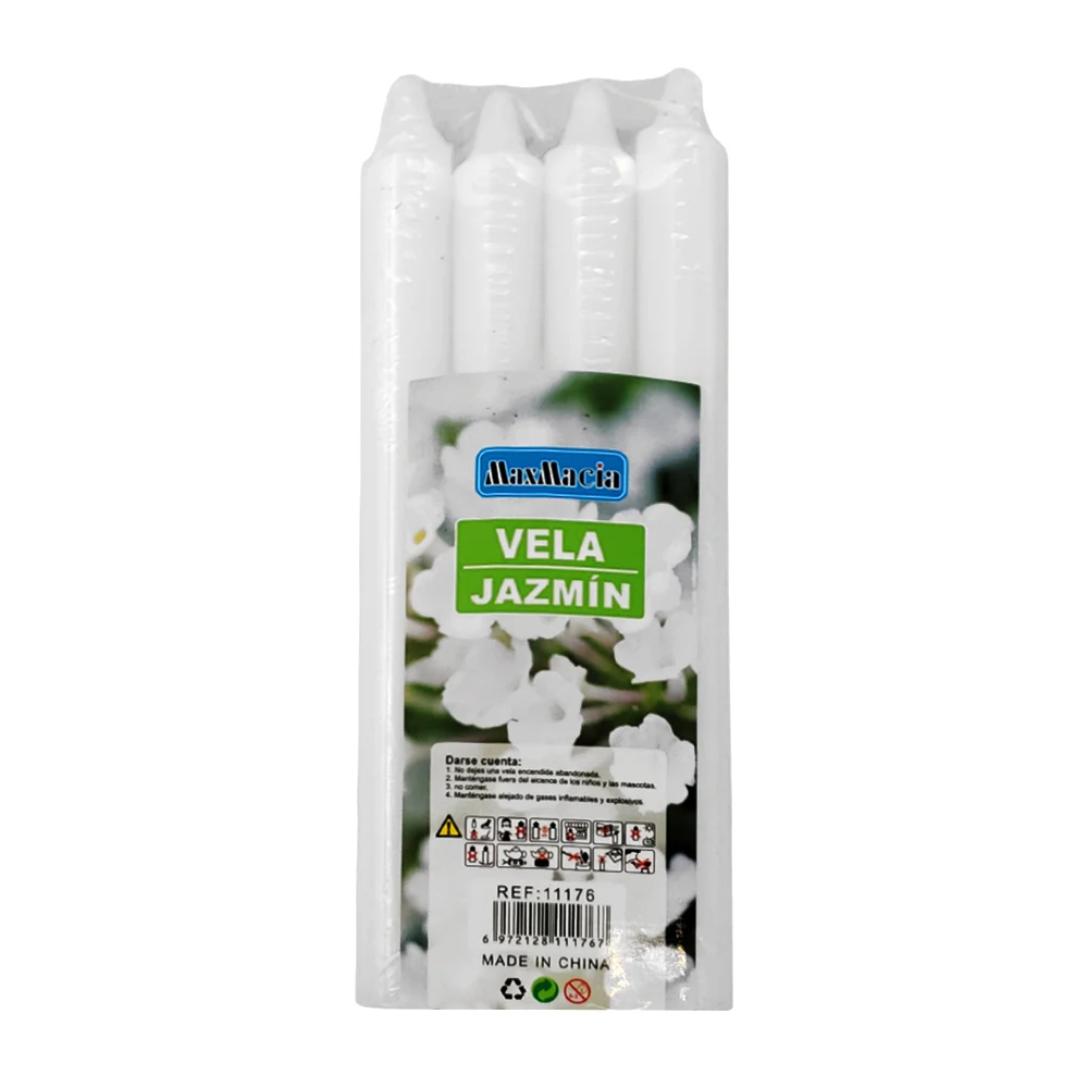 Paquete con 4 velas de cera largas con a...
