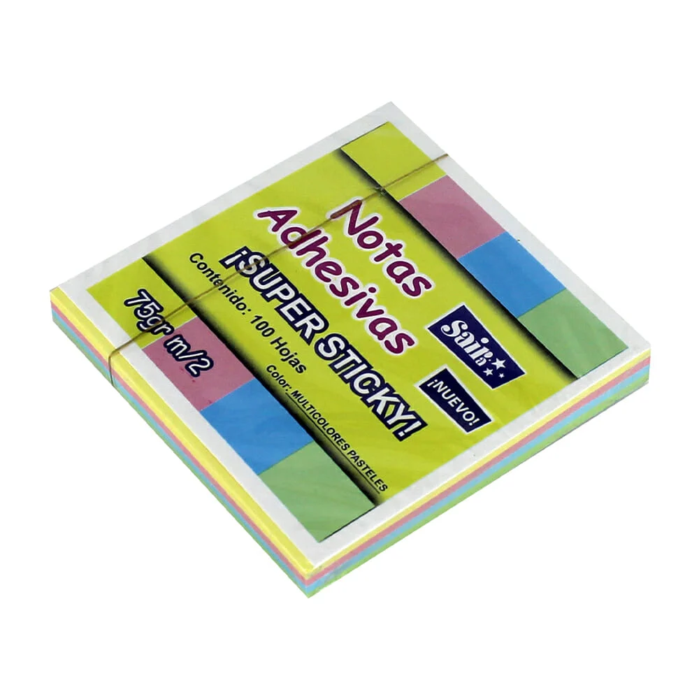 Post-it / 100 notas adhesivas super sticky en colores multicolor pastel, 3x3 pulgadas / 11391