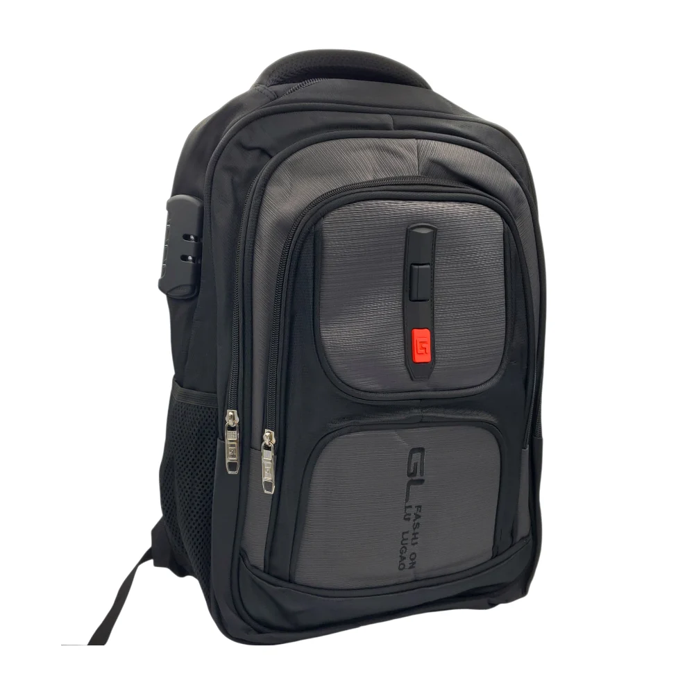 Mochila grande con 3 compartimentos, broche de seguridad, 2 redes laterales