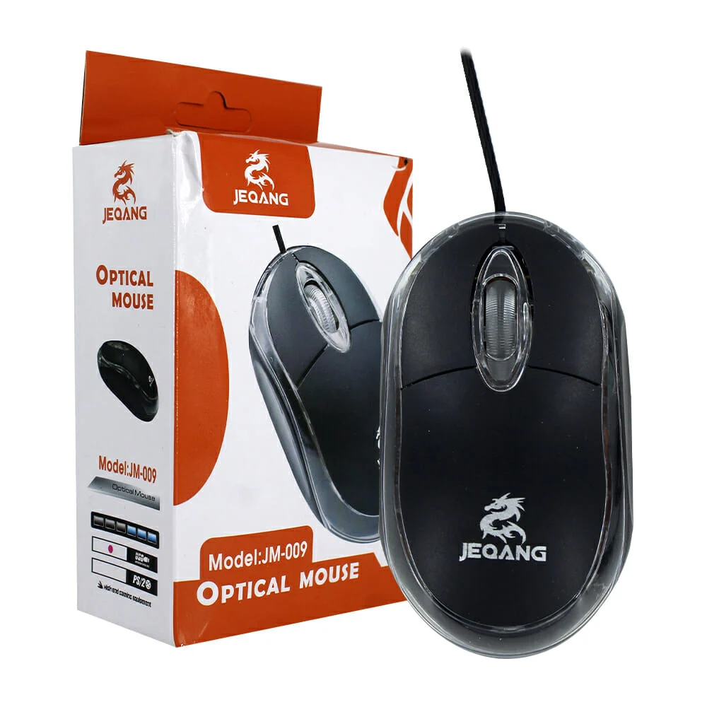 Mouse alámbrico óptico usb jeqang con dpi ajustable hasta 1200, variedad de colores / jm-009