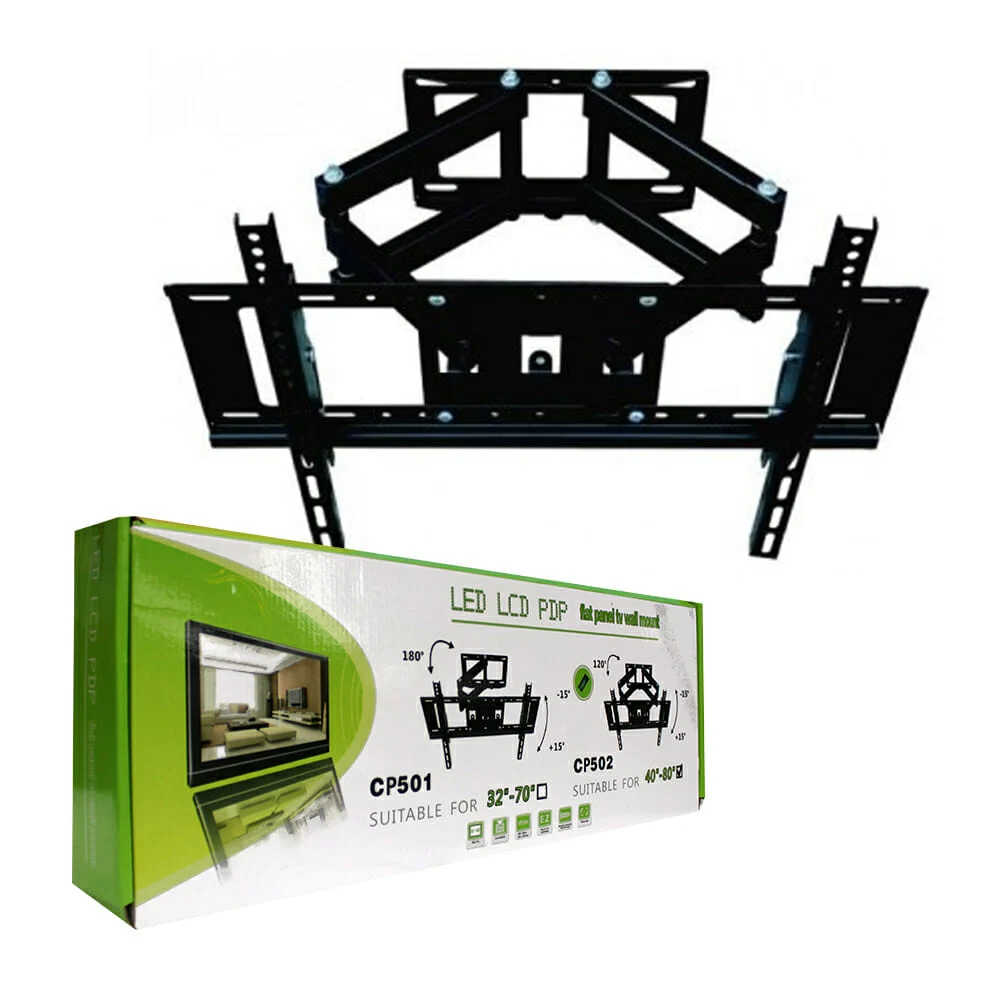 Soporte metálico fijo con doble brazo articulado para pantalla de 40 a 80 pulgadas / cp502