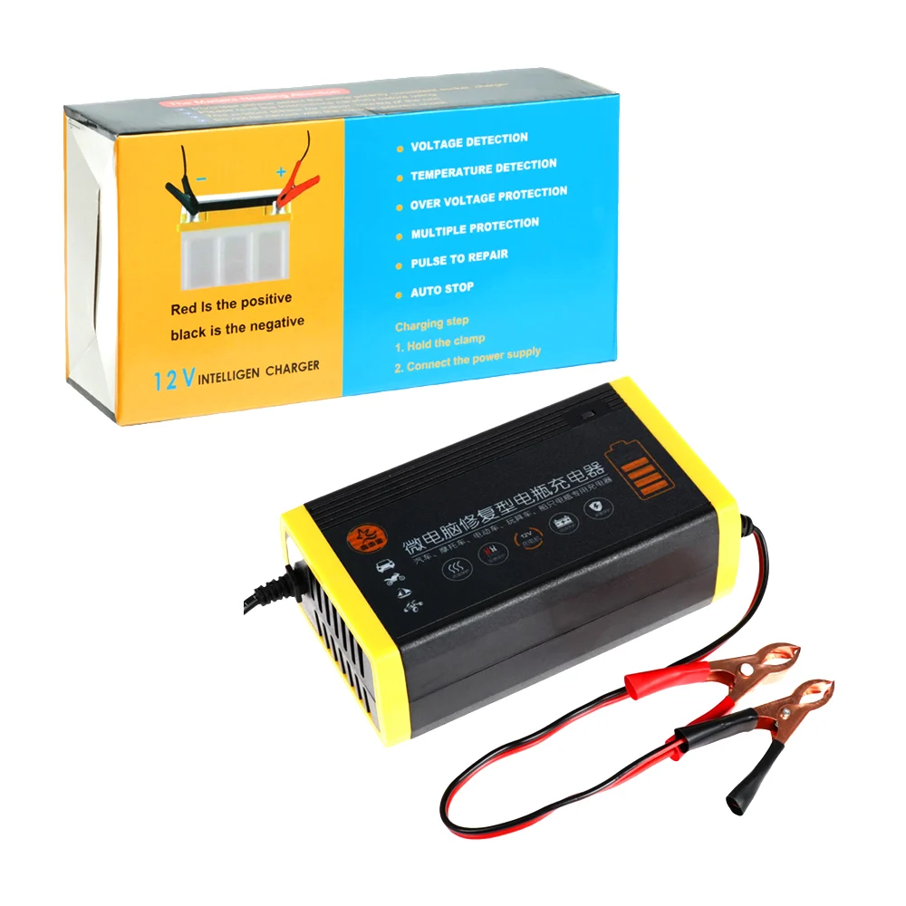 1pza Cargador / reparador de baterías de coche o moto con pinzas de cobre, variedad de funciones / 12v 6a / 11927