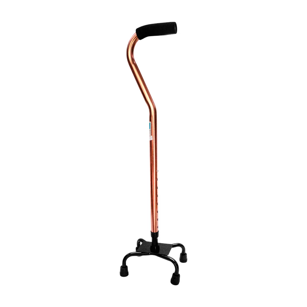 Bastón metálico ajustable con mango ergonómico y soporte de 4 patas / 12504