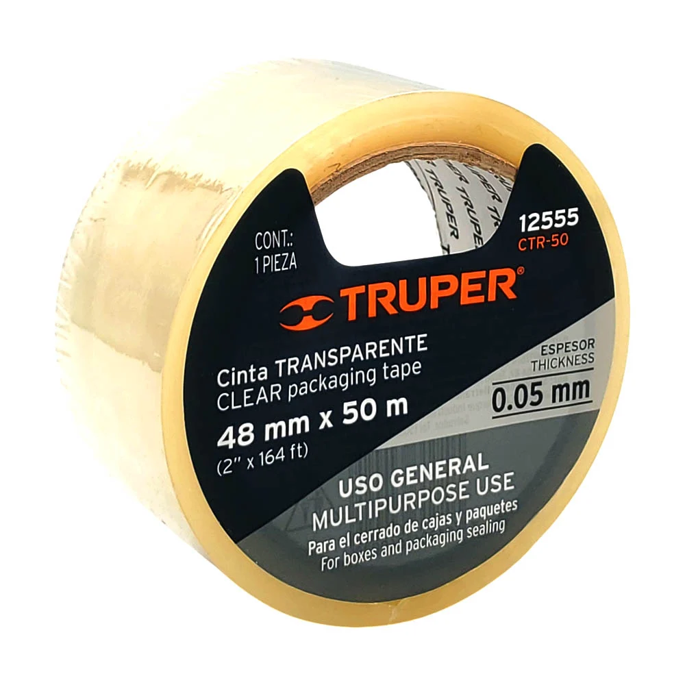 Cinta transparente de empaque uso multifuncional de 48mmx50m / 12555