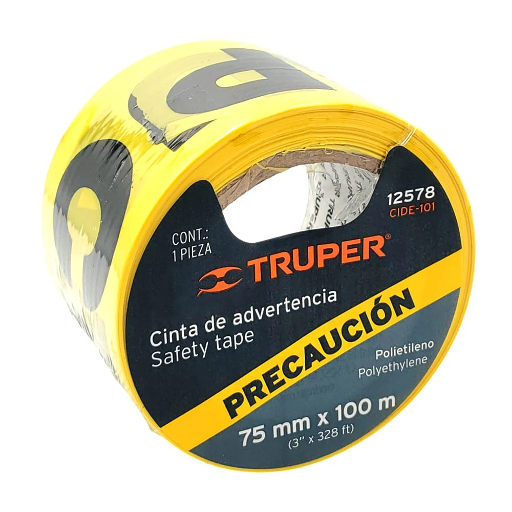 Rollo de cinta de advertencia precaución de 75mmx100m / 12578