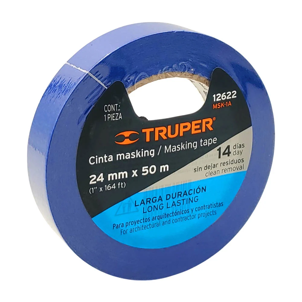 Cinta masking tape azul 24mmx50m, larga duración sin residuos / 12622