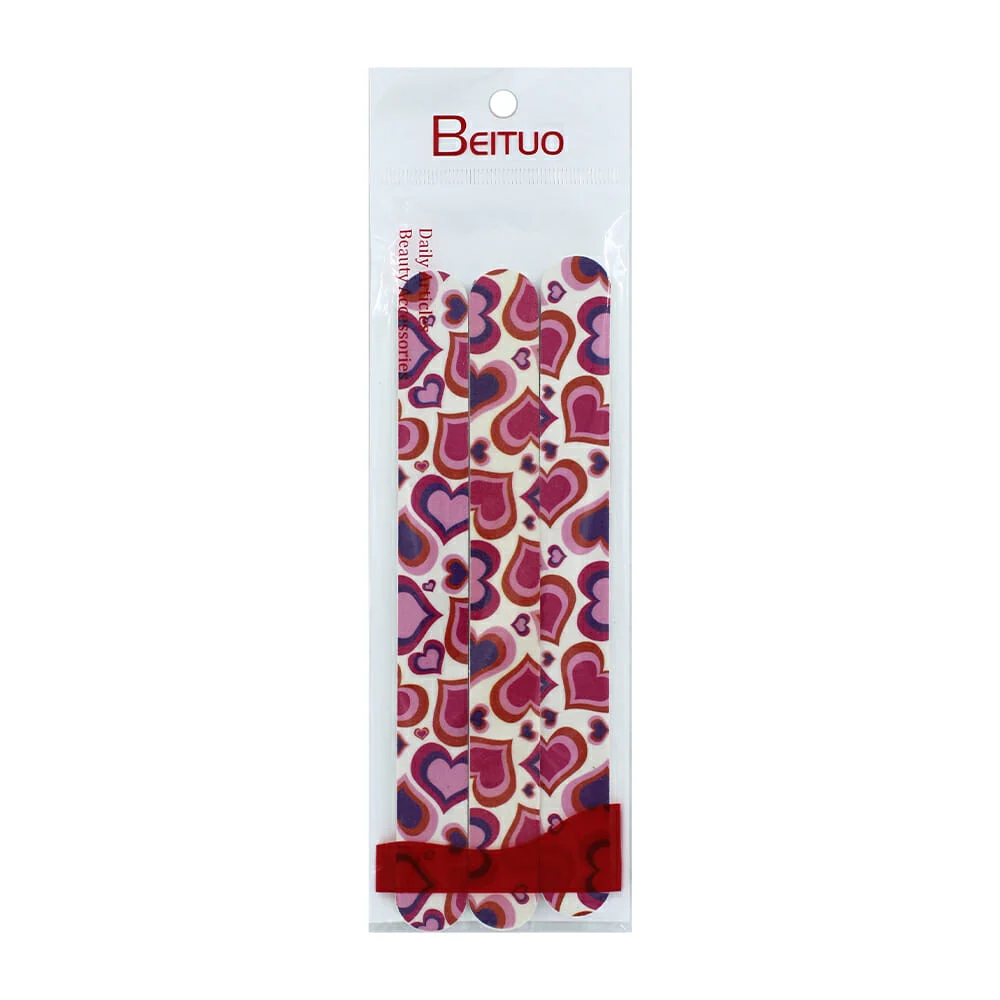 Blíster de 3 limas para uñas con estampado de corazones / zb-0197