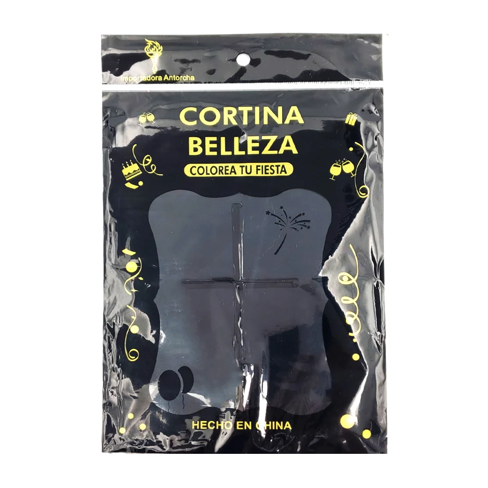 Cortina para fiesta con efecto metálico y diseño de cuadros grandes
