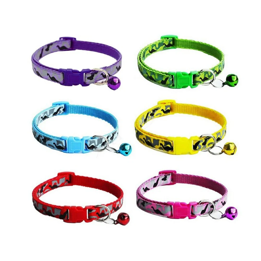 Collar para mascota, con diseño de camuflaje y cascabel, variedad de colores / fm-0001 / R719